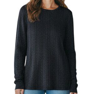 LISA ORIGINALS Navy Metallic Long Sleeve Lightweight Sweater - Size Small